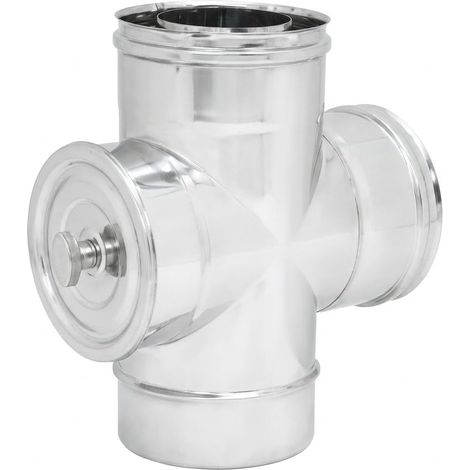 MAKA Raccordo T 90 Ispezione HT Canna Fumaria Doppia Parete Inox Ø 80-130 mm (1/5)