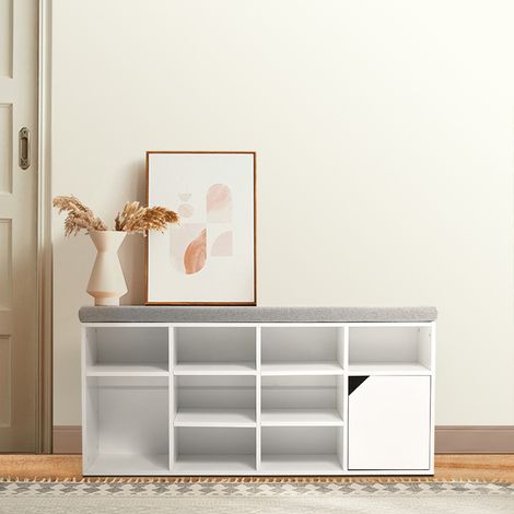 White Padded Shoe Storage Bench (1/5)