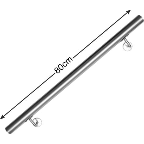 Wolketon Edelstahl Handlauf 50 - 200 cm Treppengeländer Innen &Außen Geländer Wandhandlauf für Treppe aus Edelstahlrohr V2A, Mit Montagematerial, Länge: 80 cm (1/4)
