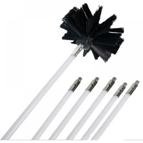 Brosse Pour Cheminée - Tête En Nylon - Tiges Flexibles De 410 Mm - Compatible Perceuse Électrique - Pour Nettoyage De Conduit De Fumée - 1 Kit (1/5)