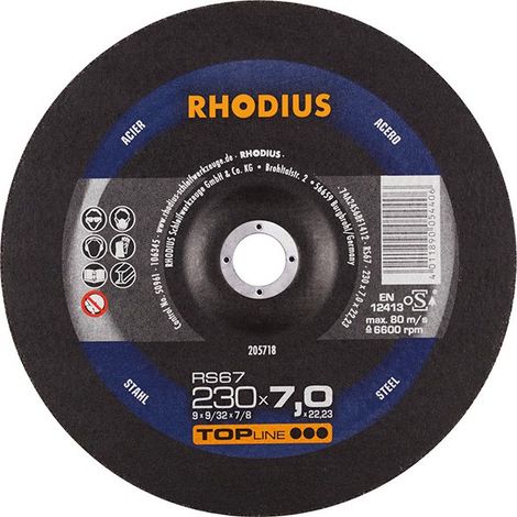 Disco de corte RS67 230 x 7,0mm Acero Rhodius(por 10)