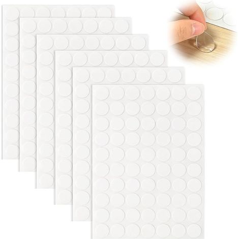 420 pastilles adhésives transparentes double face, 20 mm, ruban adhésif double face, 6 feuilles, 70 points de fixation invisibles et repositionnables, résistant à l'eau, pour bois, métal, verre, plast (1/5)