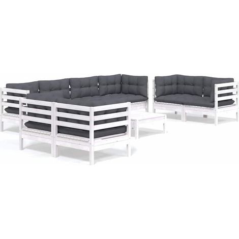 Maison Exclusive - Set Salotto Giardino con Cuscini 9 pz in Legno Massello di Pino (1/5)