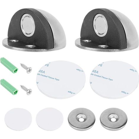 Tigrezy 2 butées de porte magnétiques, butée de porte en demi-lune avec coussin en caoutchouc, butée de porte en acier inoxydable, peuvent protéger la porte murale contre les dommages (1/5)
