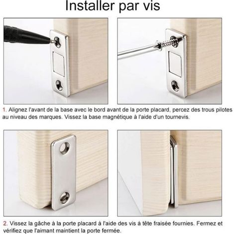 Loquet Magnetique - 4 kg Force d'Adhesion - Pour Meuble Tiroir Porte Coulissante Fenetre - 8 Pieces (1/5)