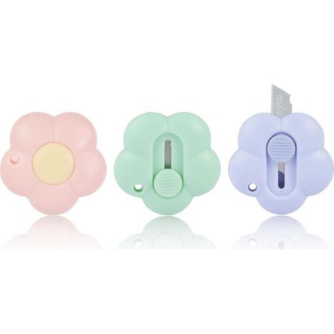 Couteau de Papeterie, 3PCS Mini Couteau Utilitaire Rétractable, Mini Ouvre Lettre, Cutter, Couteaux à Tapis, Box Cutter pour la Papeterie, Express Box, Papier, Papier Découpe, Carton (1/5)