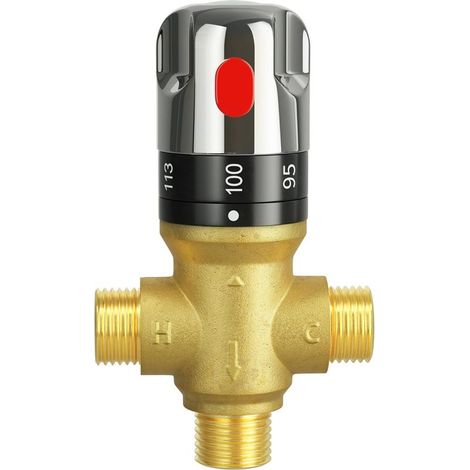 Thermostatmischer für Duschsysteme, Temperaturregelventil mit 1/2"-NPT-Gewinde (US-Standard), massive Messingkonstruktion mit Fahrenheit-Gradmarkierung (1/5)