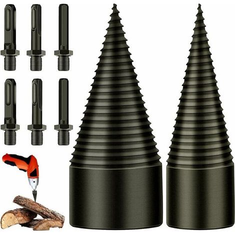 Fendeuse de bûches 32 mm et 42 mm – Acier au carbone – Revêtement titane pour réduction de friction – Forets coniques avec 6 poignées