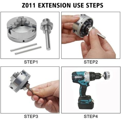 Mandrin à trois mors en alliage de zinc – pour tours à bois de haute précision – résistant à la corrosion – compact et léger (1/4)