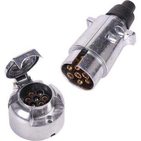 Prise De Remorque De Barre De Remorquage À 7 Broches, Alliage D'aluminium en Métal, Adaptateur Rond 12V, Connecteurs D'éclairage De Voiture for Bateaux, Camions, Caravanes (1/5)