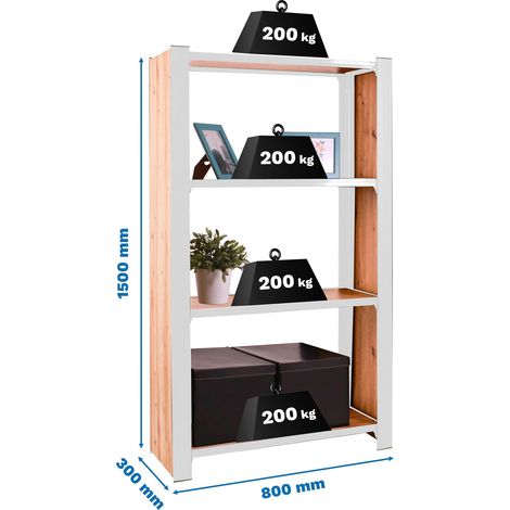 Estantería SIMONRACK Officlick 4/300 wood 800 blanco/roble nodi