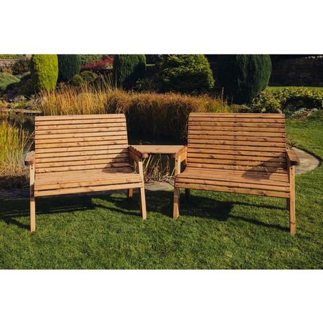 Valley 4 Seat Set 2X2B Angled Tray - Timber - L100 x W280 x H95 cm - Fully Assembled - Set of Waterproof Cushions Included