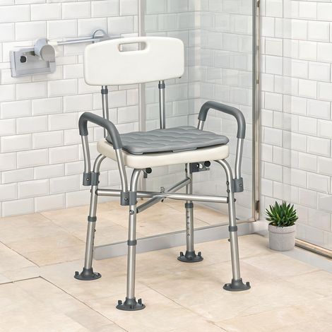 Chaise de douche avec dossier et accoudoirs réglable en hauteur (1/5)