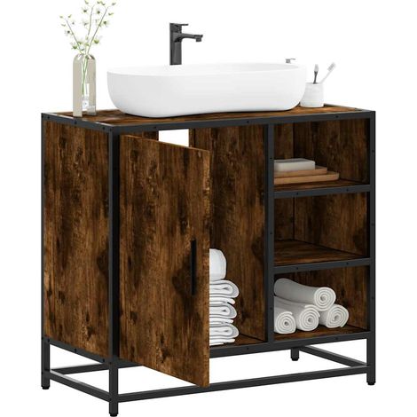 vidaXL Bathroom Sink Cabinet Smoked Oak 65x33x60 cm Engineered Wood (1/5)