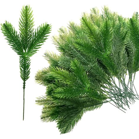 36Pièces Branches De Pin Artificiel,Tiges De Sapin Artificielles pour Décoration De Noël,Branches De Sapin Artificielles pour De Bricolage Artisanat à La Maison De Guirlande De Noël (Vert) (1/5)