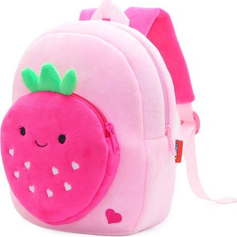 Sac à dos scolaire rose fraise pour enfants, dessin animé mignon (1/4)
