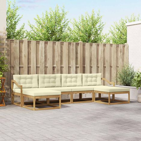 vidaXL Outdoor-Sofagarnitur 6 Stk. Weiß und Creme (1/5)