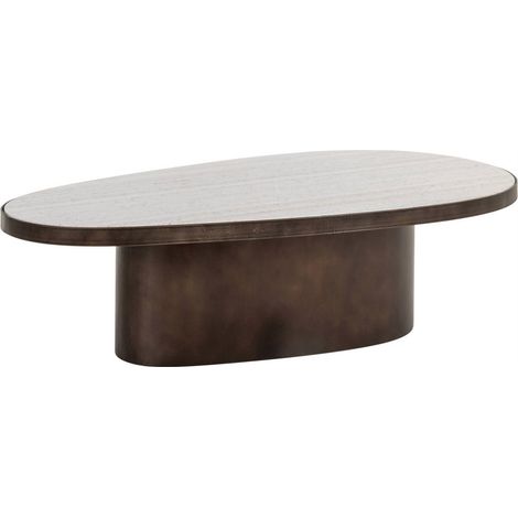 Table basse organique en marbre brun - brun et marbre clair (1/5)