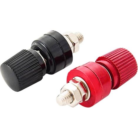 CSPARKV Bornes de connexion de batterie M6 6,35 mm en cuivre pour bornes de batterie à distance 6 mm 2 pièces rouge et noir (1/4)