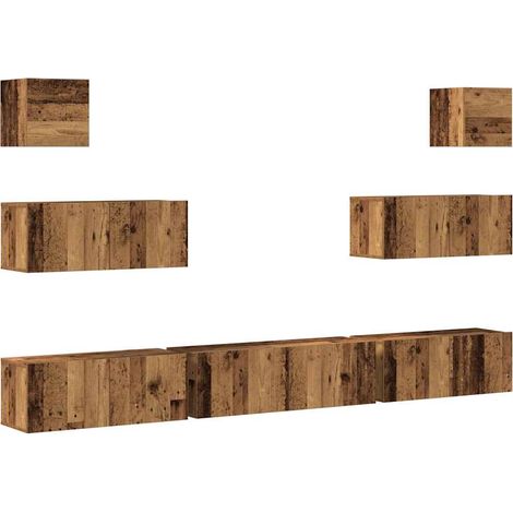 Maison Exclusive - 7-tlg. TV-Schrank-Set Wandmontage Altholz-Opti