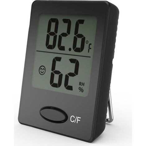 Thermomètre Hygromètre Intérieur Numérique - Moniteur de Température et Humidité LCD - Mise à Jour 10s - Fixation Magnétique, Murale ou sur Table - Idéal pour Salon, Chambre et Bureau - Noir (1/5)