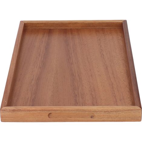 Plateau de service à thé en bambou, multifonctionnel, décoratif, rectangulaire, pour salle de bain, hôtel, maison, L (1/5)