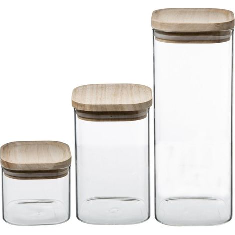 Contenants alimentaires en verre, pots décoratifs avec couvercle en bois (1/5)