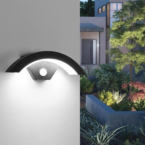 Applique da parete per esterni da 24 W con sensore di movimento, moderna lampada da parete impermeabile IP65 da 6500 K, faretto LED per esterni con sensore per cortile, patio, ingresso, giardino, nero (1/4)