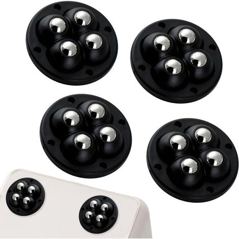 Lot de 4 roulettes autocollantes légères - Mini roulettes à billes 360°, capacité totale 30 kg pour chaises/petits meubles (Noir)