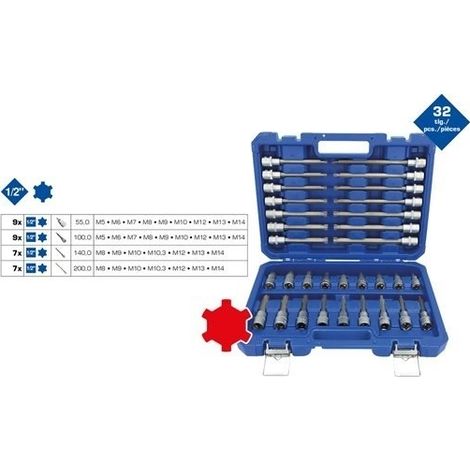 Brilliant Tools BT022032 1/2'' Steckschlüssel-Satz, 32-tlg., RIBE Profil
