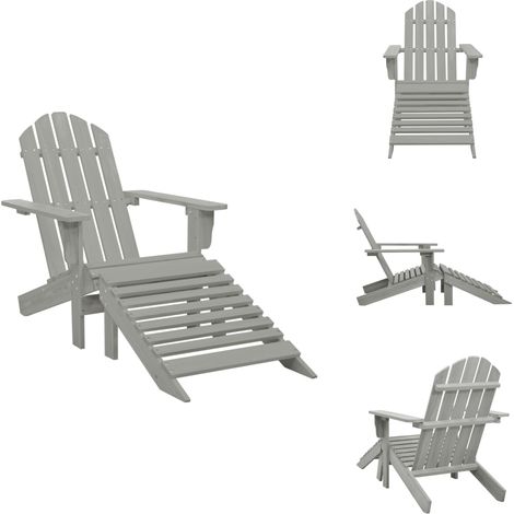 Chaise de jardin avec pouf Bois Gris - Fauteuil De Jardin - Chaise De Jardin - Pouf De Jardin - Mobilier De Jardin - Salon De Jardin (1/5)