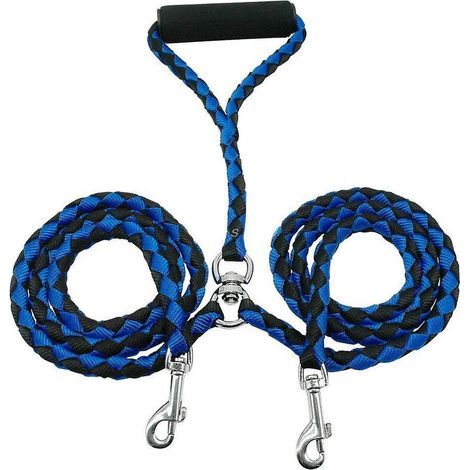 Laisse double à deux têtes pour chien, bleu – (1/5)