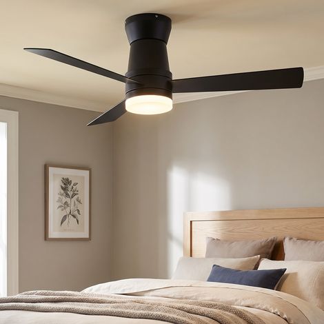 Ventilateur de plafond avec lumière 3 couleur, diamètre 106,6 cm, 6 vitesses, silencieux et réversible, style moderne, Noir (1/5)