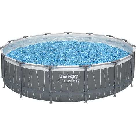 Bestway Piscine hors sol tubulaire ronde Bestway Steel Pro Max 457 x 107 cm gris clair avec LED