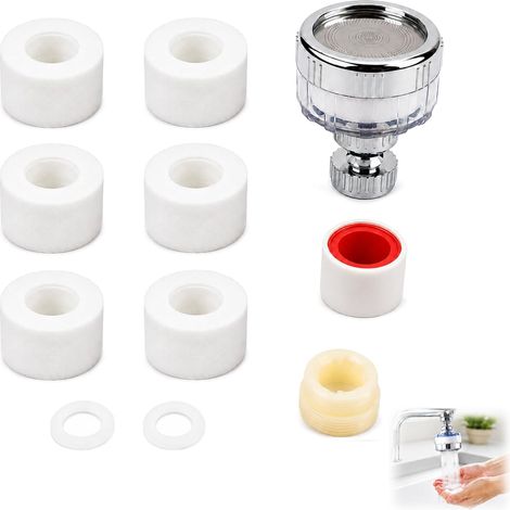 Universal Tap Water Filter With 6 PP Cotton Cartridges, 360° Rotating Spray Head, Anti Limescale Filter Tap, Compatible Taps With Adapter, Kitchen Con (1/5)
