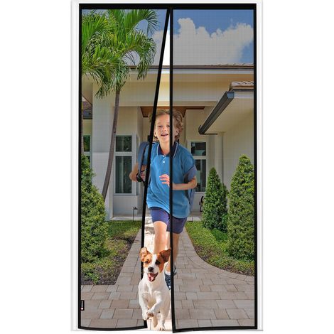 Moustiquaire de porte sans perçage, 75 x 210 cm, protection contre les insectes, aimants puissants, tête de porte élargie 3,8 cm, moustiquaire magnétique, pour porte de balcon, de terrasse, de cave (1/5)