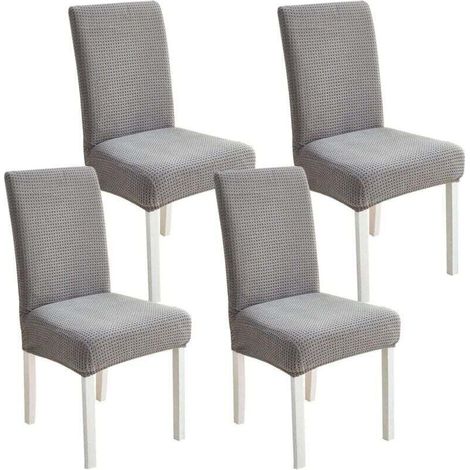 Housses de chaise, lot de 4, universelles, extensibles, épaisses et élastiques, résistantes aux taches, grises (1/4)