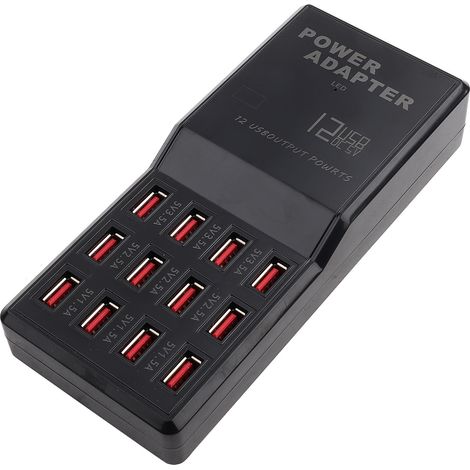 Station de charge rapide multi-ports USB à 12 ports pour téléphones portables et tablettes (110-240 V) UE