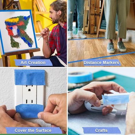 Nastro adesivo per pittori, 10 pezzi, autoadesivo, facile da rimuovere, ideale per lavori di pittura di precisione e progetti fai-da-te, per pittura, verniciatura a spruzzo e applicazioni artistiche. (1/5)