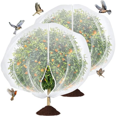 Set di 2 grandi reti per alberi da frutto da 2,4 x 2,4 m con cerniera e coulisse, rete da giardino riutilizzabile per frutteti, cortili, fattorie e giardini. (1/5)