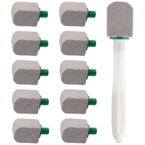 Pierre Ponce pour WC, Set de 10 Têtes de Pierre Ponce avec 1 Manche, Brosse de Nettoyage pour WC, Baignoires, Lavabos, Carreaux et Taches de Rouille (1/5)
