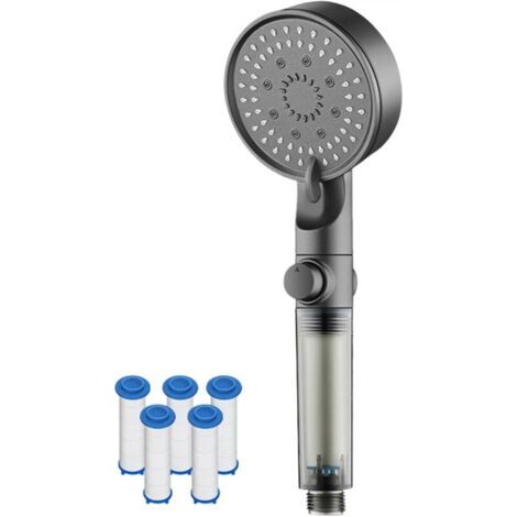 Pommeaux de douche haute pression amovibles, pommeau de douche haute pression filtre à 5 modes, filtre de douche à économie d'eau (1/5)