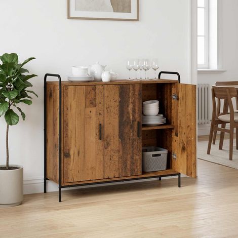 vidaXL Aparador Madera envejecida 97 x 33 x 81 cm Madera de ingeniería (1/5)