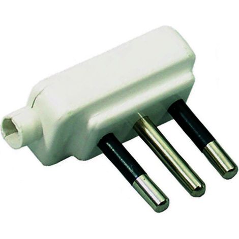 Spina piatta mini 2P+T bianca - 10A - confezione 25 pz