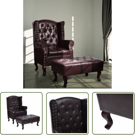 Fauteuil avec repose-pied Marron foncé Similicuir (1/5)