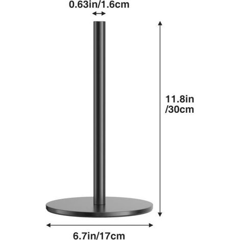 Porte-rouleau essuie-tout sur pied - Acier inoxydable - Base antidérapante - Revêtement noir mat (1/5)