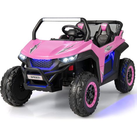 Costway – Voiture électrique enfant 12V – 2 places avec télécommande 2,4G – Démarrage lent – Vitesse 2-4 km/h – Ceinture de sécurité – Charge 59 kg