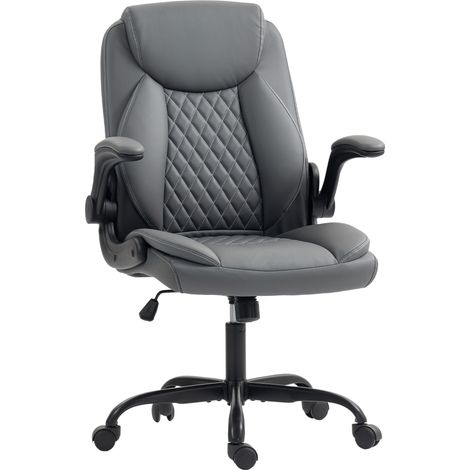 Fauteuil de bureau, chaise bureau ergonomique avec accoudoirs relevables, hauteur réglable, fonction de bascule, gris