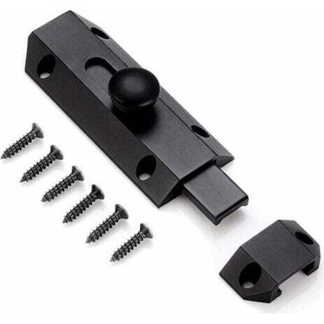 (black)1 Security locking latch with pure thick brass bolt, ultra-resistant gate latch (1/4)