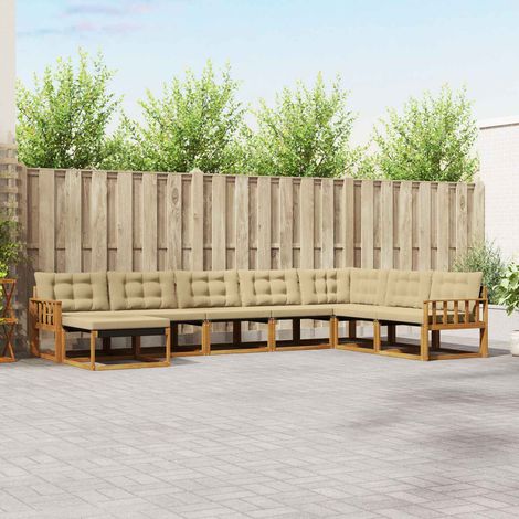 Outdoor-Sofagarnitur 8 pcs Natur und Beige Massivholz Akazie (1/5)